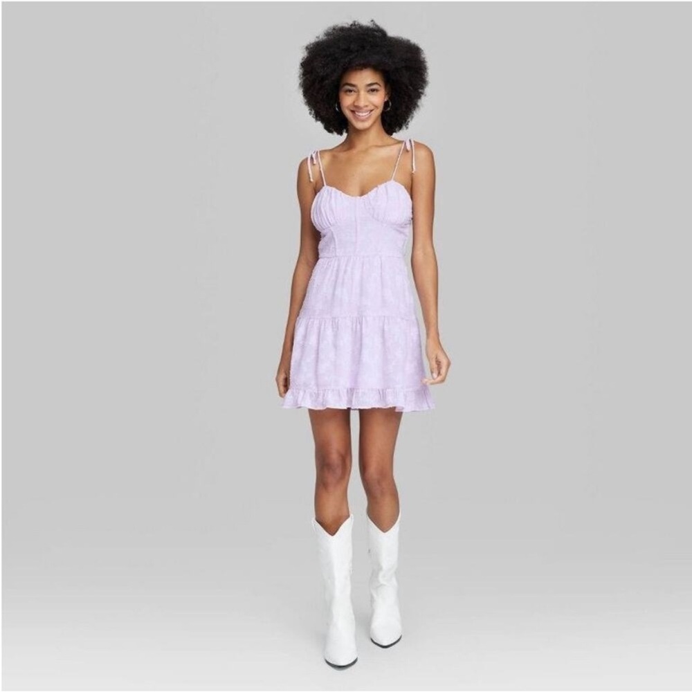 NWT Wild Fable Purple Sleeveless Floral Fit & Flare Mini Dress Size Medium